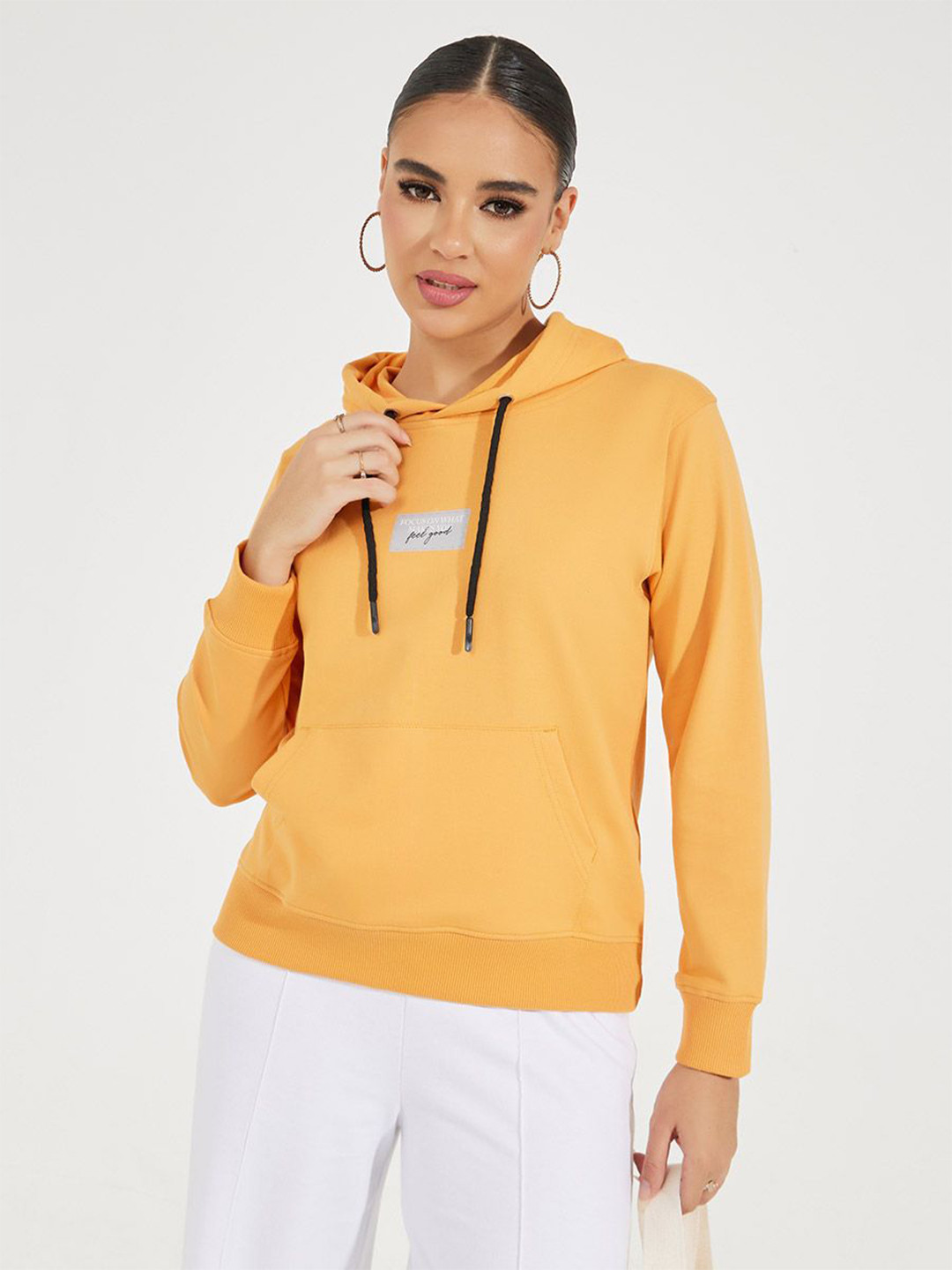 Styli Women Regular Fit Casual Pullover Hoodie With PlaceStyli Ment Badge
