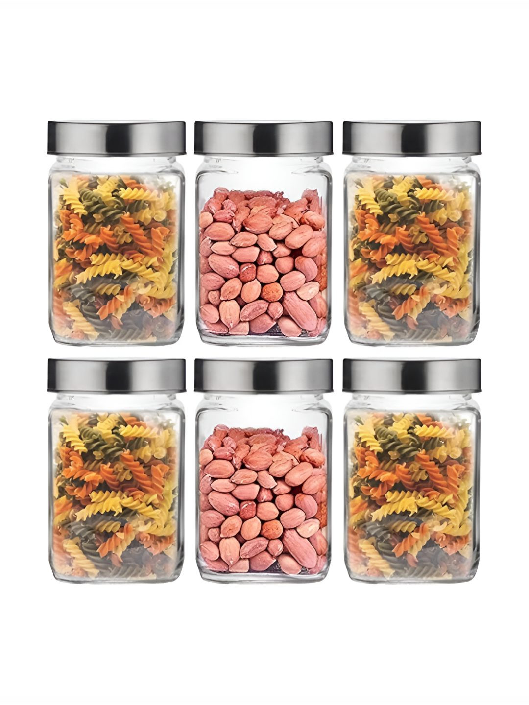 CROCO JAR Transparent 6 Pieces Storage Glass Container 800ml