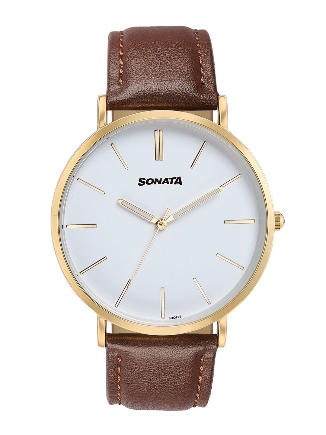 Sonata Men Dial & Leather Straps Analogue Watch 77143YL01
