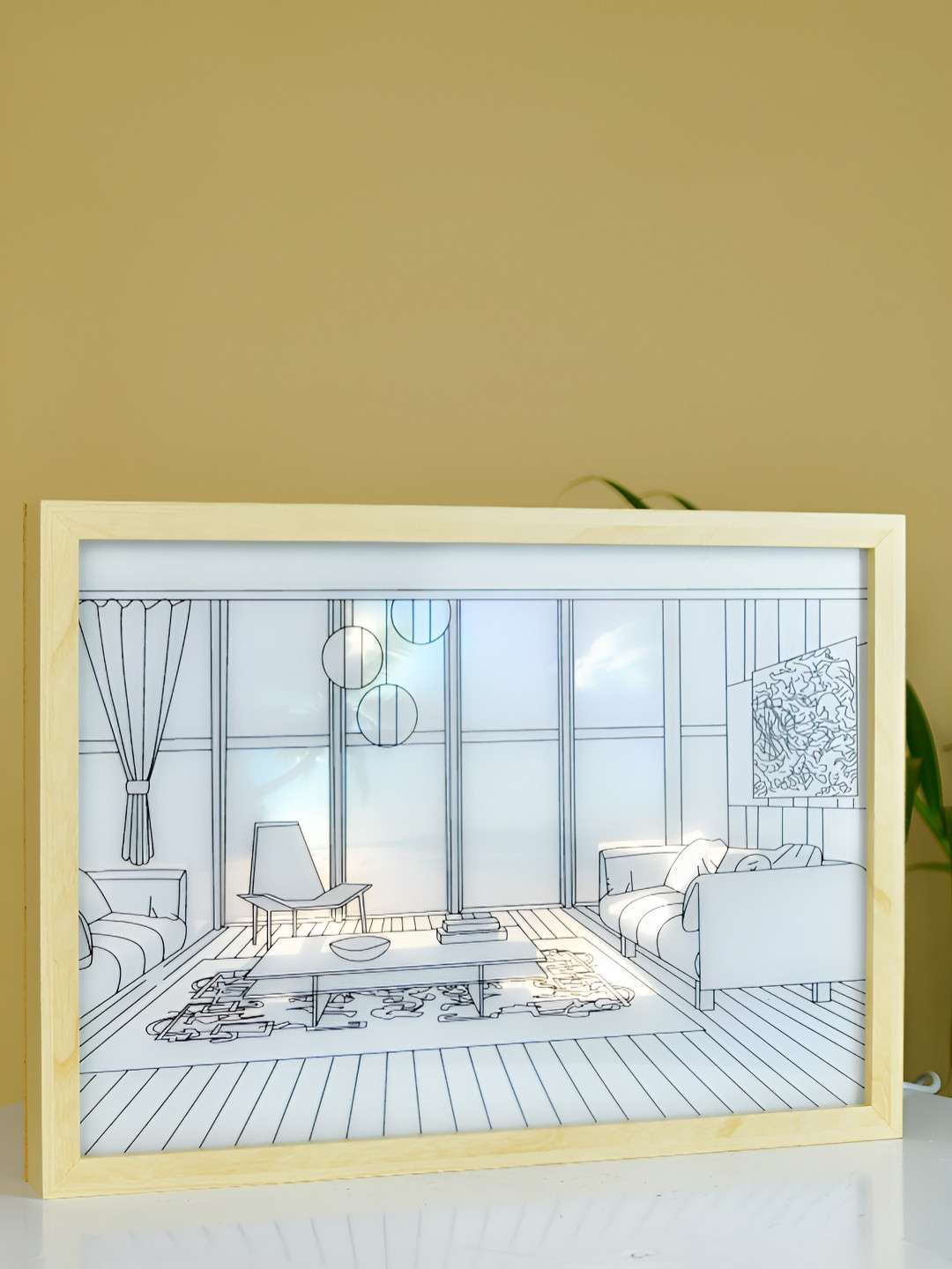 SOWPEACE Cream Coloured & White LED Landscape Photo Frames