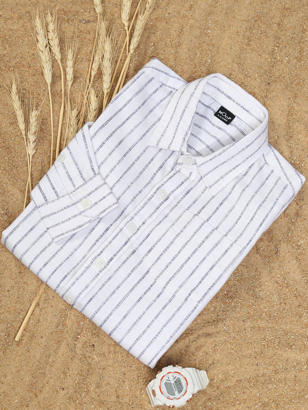 Hoop Kids Boys Off Striped Slim Fit Shirt