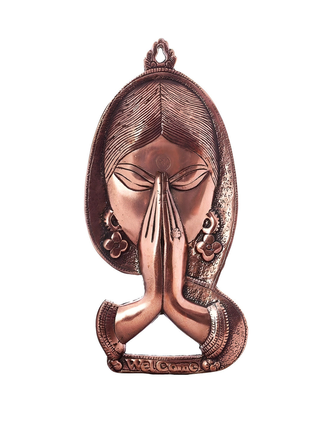 INTERNATIONAL GIFT Graceful Namaste Lady Face Brown Metal Metallic Living Room Medium Showpiece - 11.6 Inches
