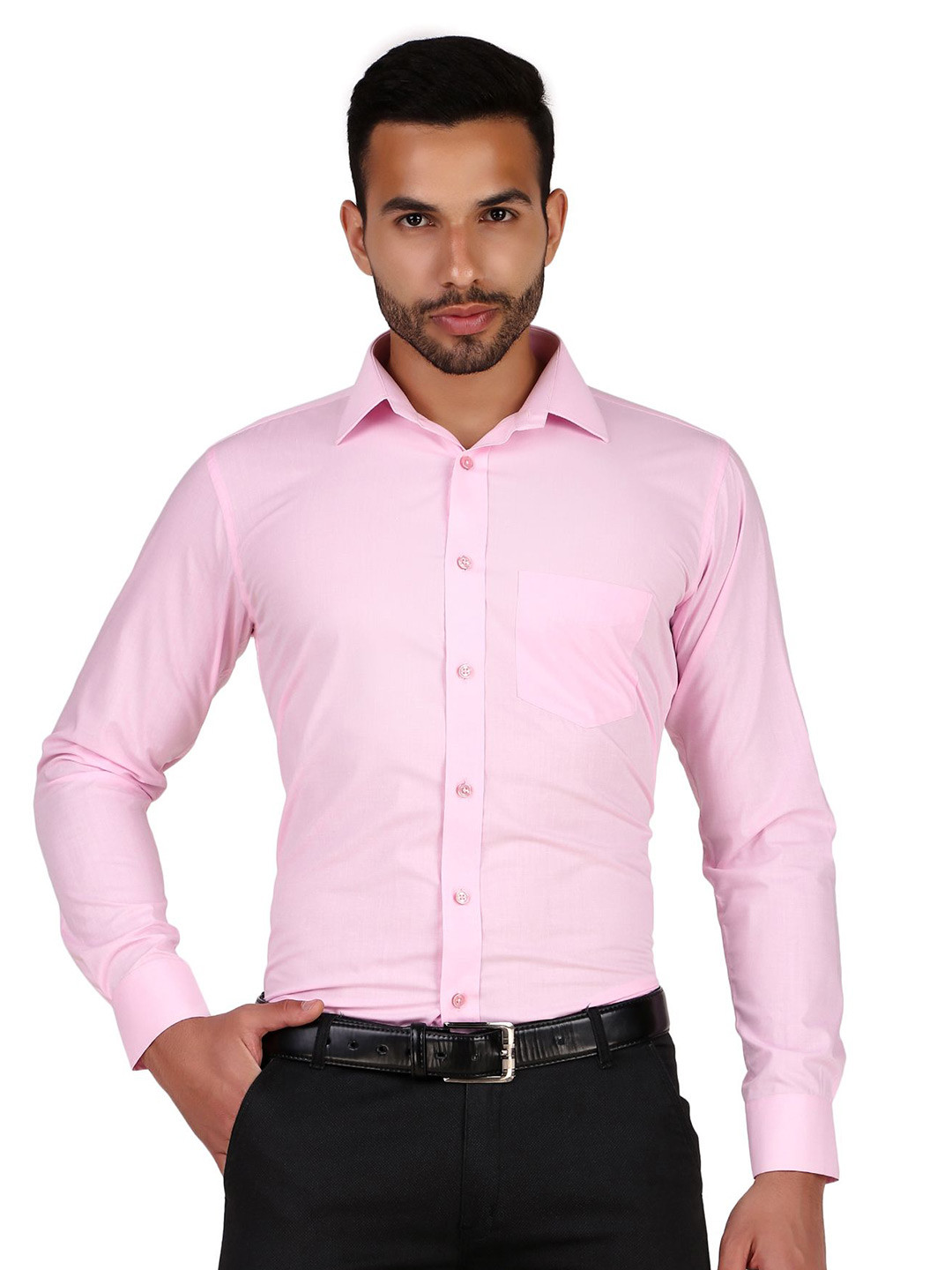 DESIGN UP Men Pink Solid Wrinkle Resistant Slim Fit Formal Shirt