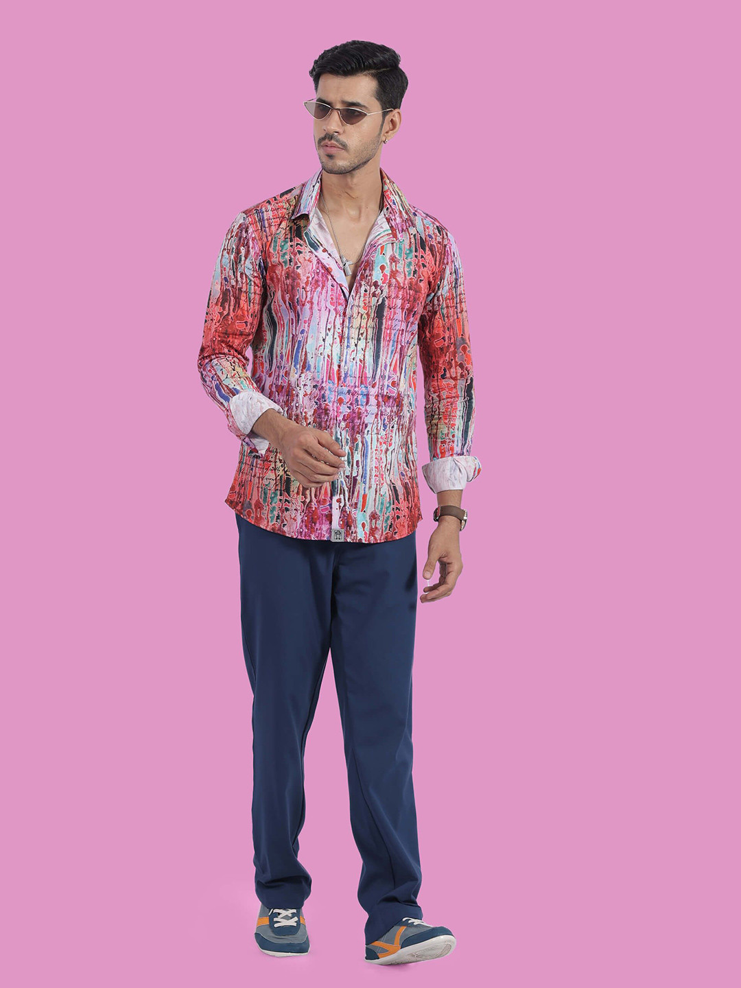 STITCH MONKEY Men Comfort Spread Collar Dyed Casual Shirt