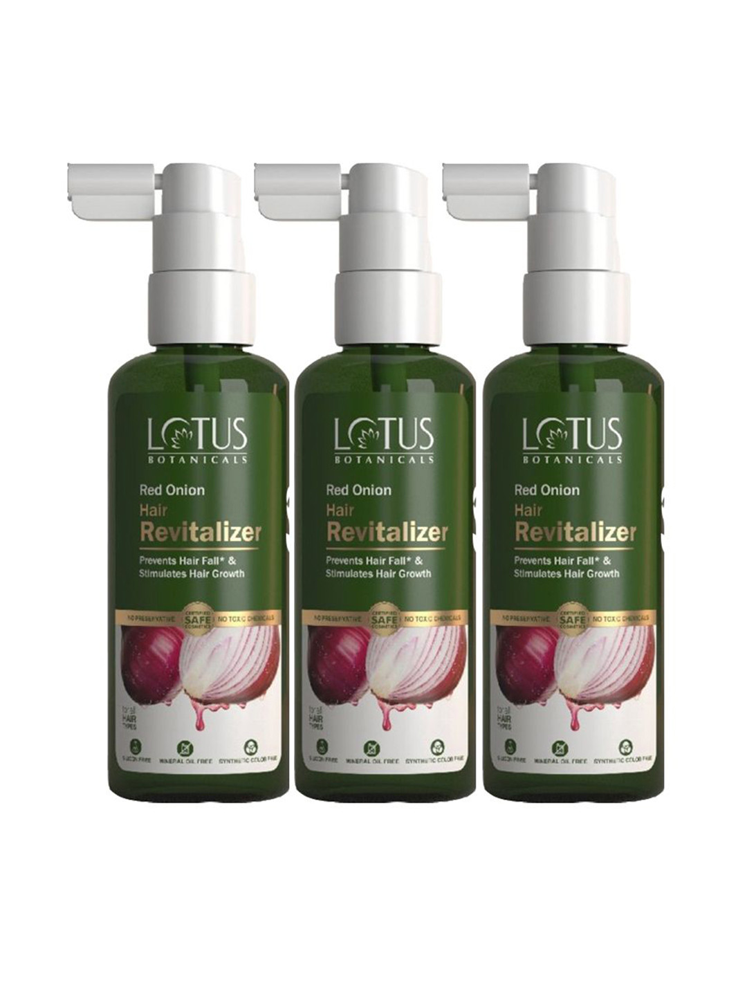 Lotus Botanicals Set Of 3 Red Onion Hair Revitalizer Repairing Serum - 100ml Each