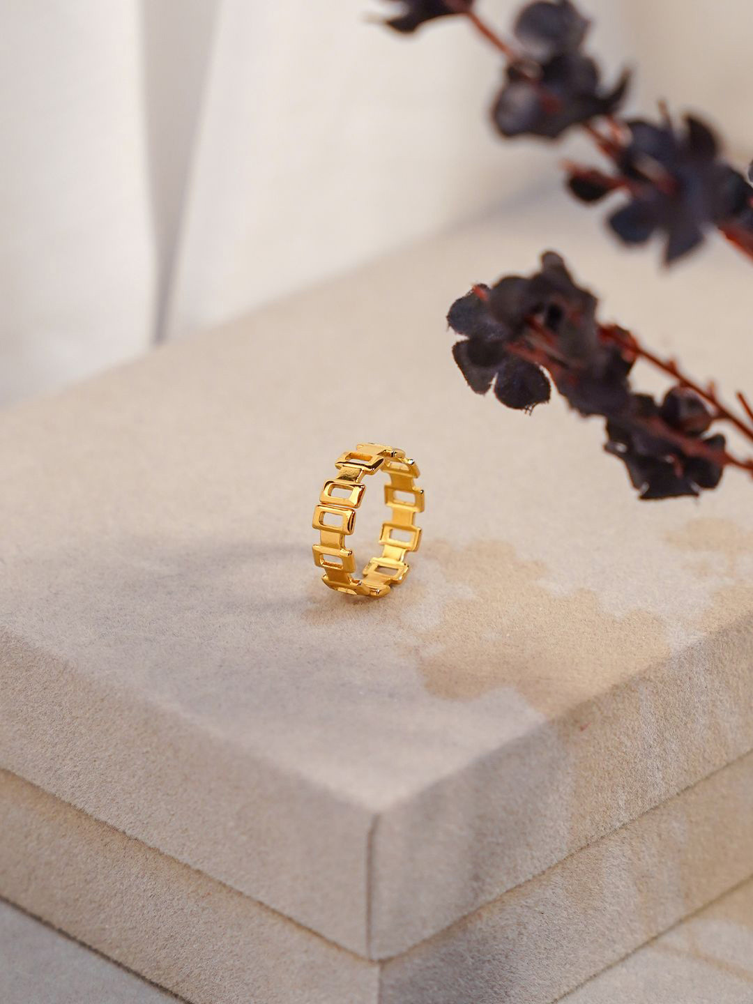 SWASHAA Carlotta 18KT Gold-Plated Stainless Steel Adjustable Finger Ring