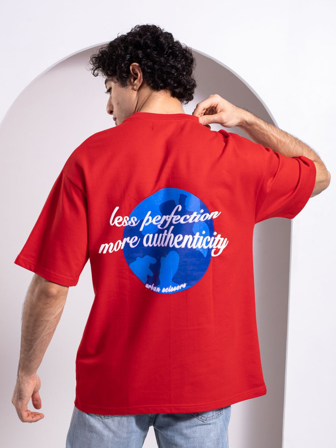 Urban Scissors Men Typography Printed Round Neck Cotton Oversized T-Shirt