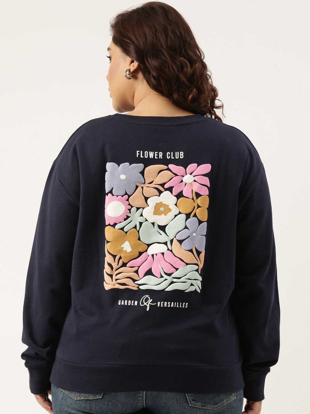 MARCA Bold Women Plus Size Graphic Printed Pure Cotton Sweatshirt