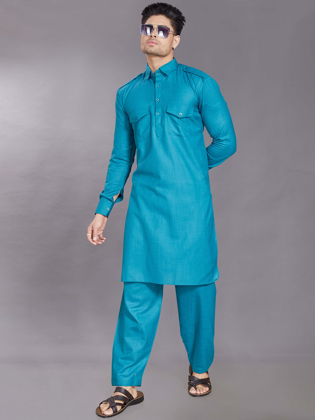 DIVISIVE Slim Fit Pathani Kurta with Salwar