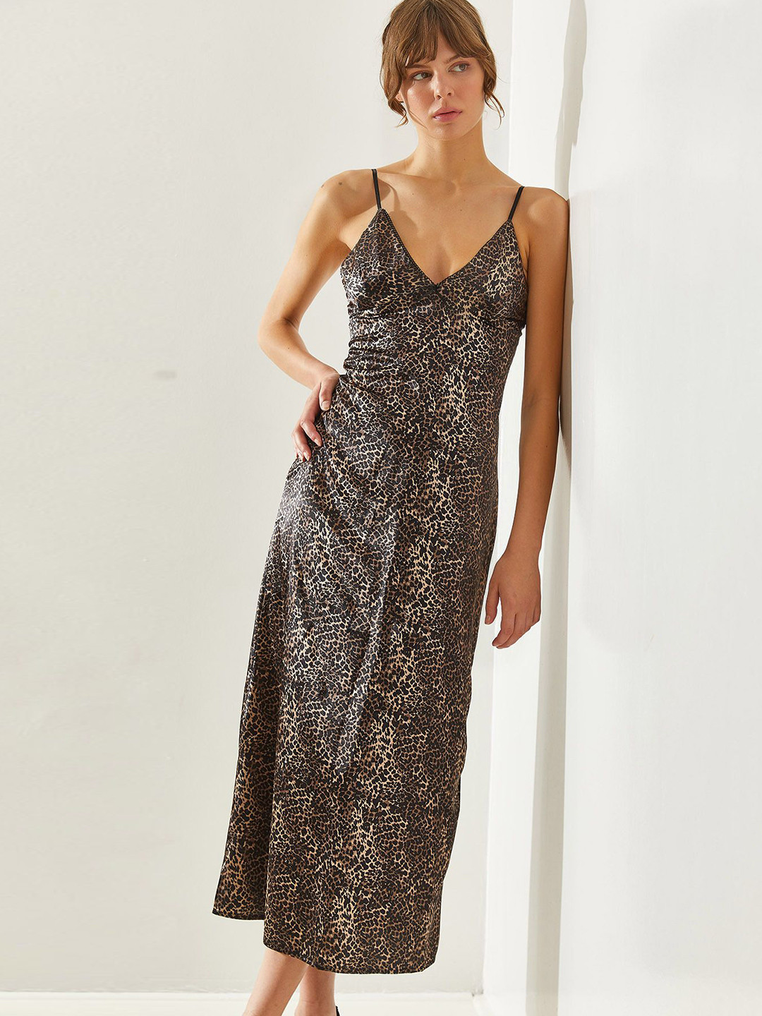 BIANCO LUCCI Animal Print A-Line Maxi Dress
