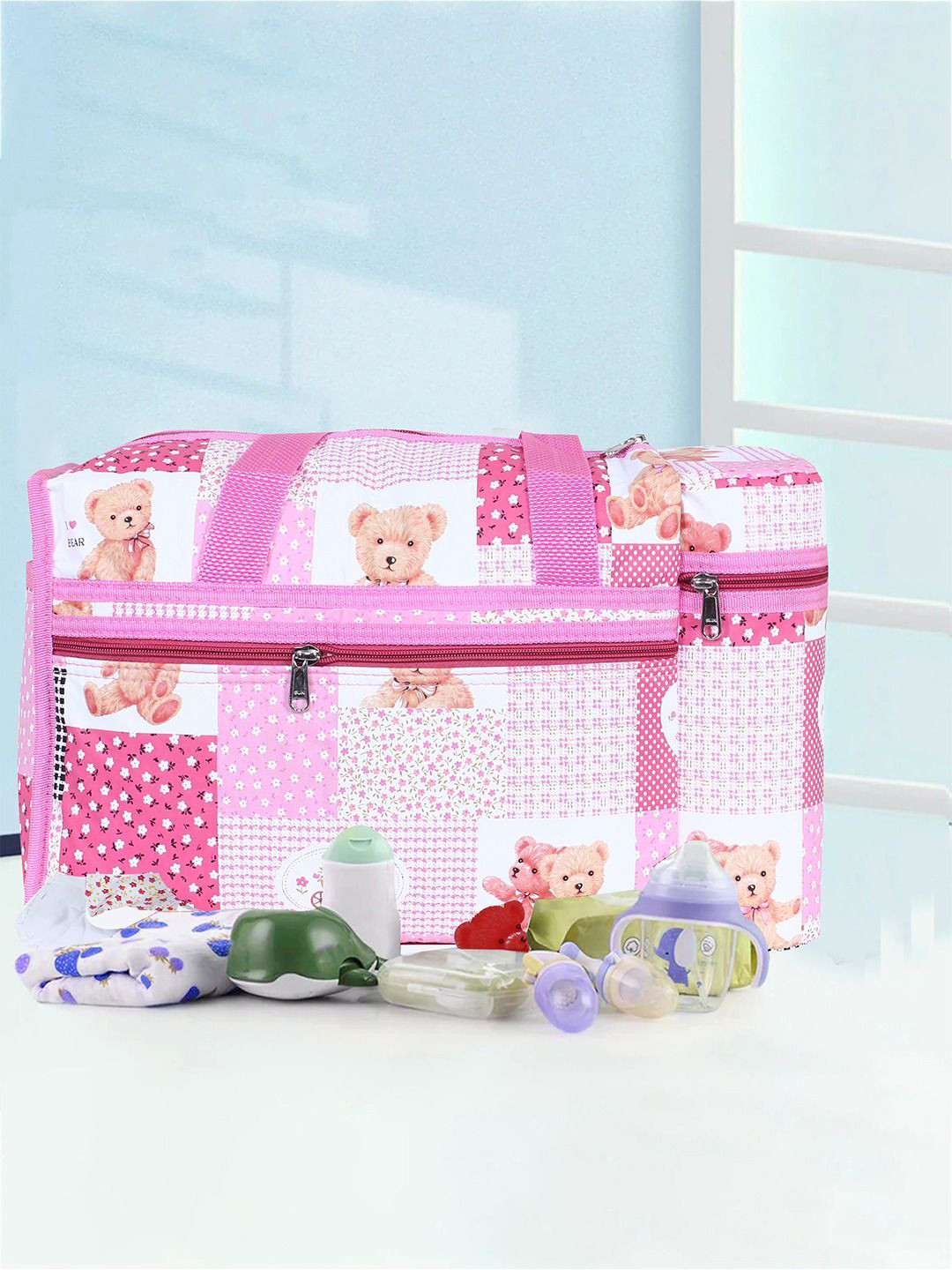 Kuber Industries Printed Baby Bottle Cooler Bag