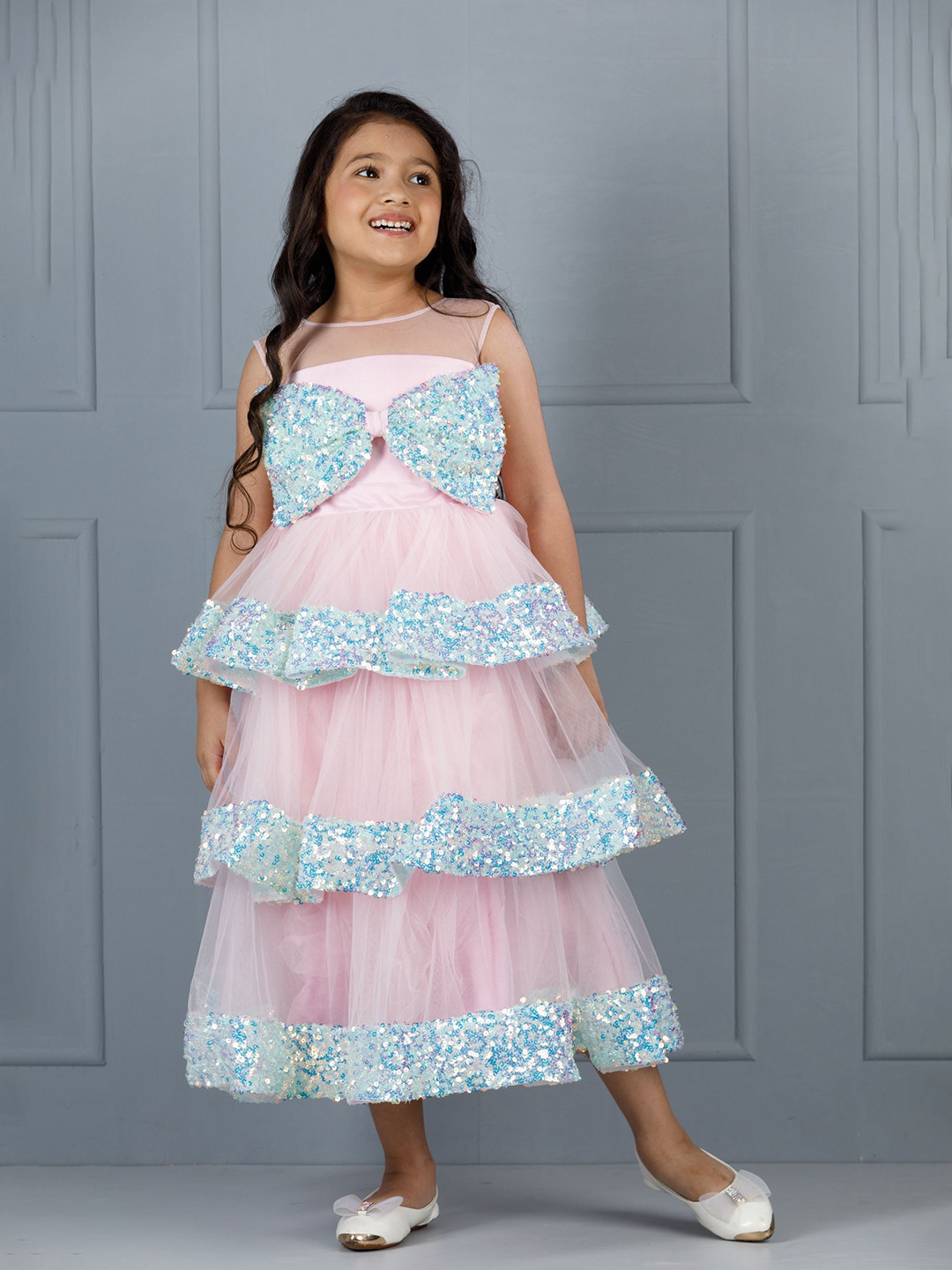 The Lush Affair Net Fit & Flare Midi Dress