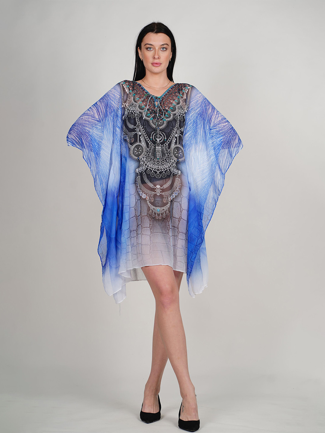 ravi rajoria Printed Kimono Sleeves  Kaftan Dress