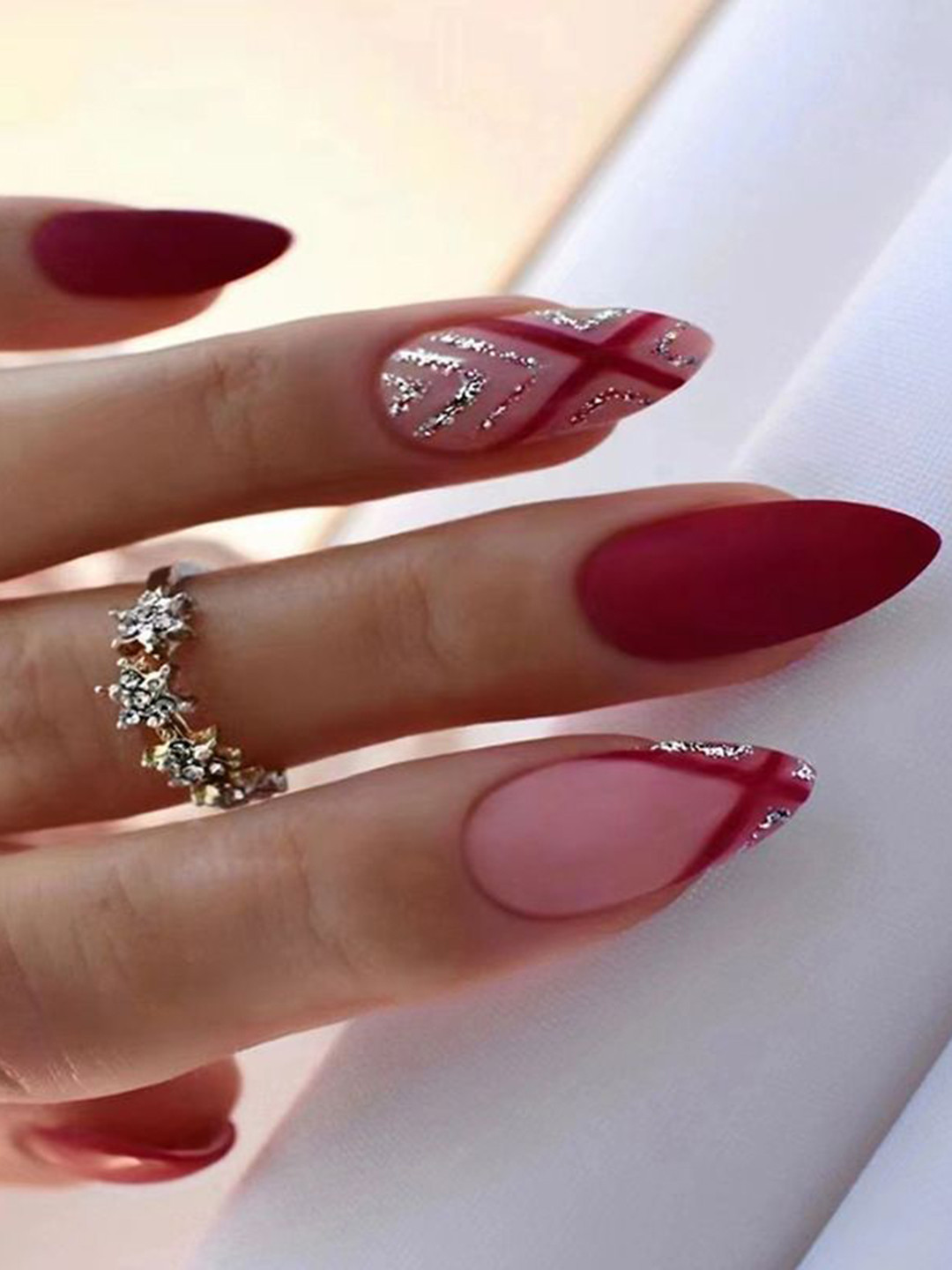 The Pink Truck Set Of 24 Glitter Design Artificial Reusable Nails With Glue - Pink