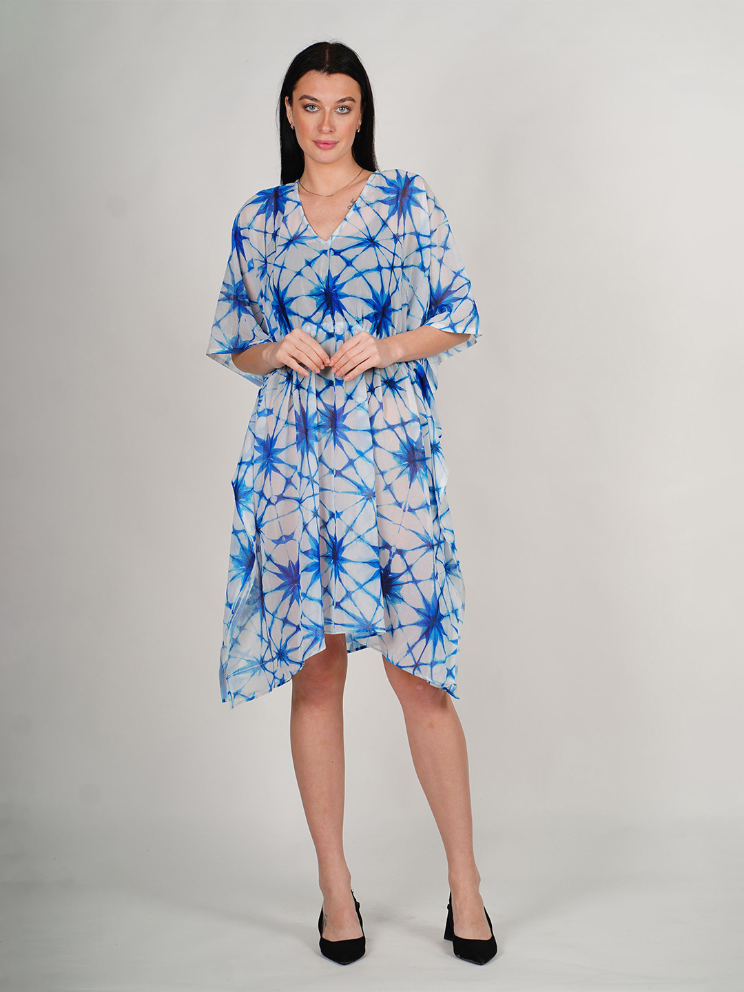 ravi rajoria Women Printed Kimono Sleeves Kaftan Dress