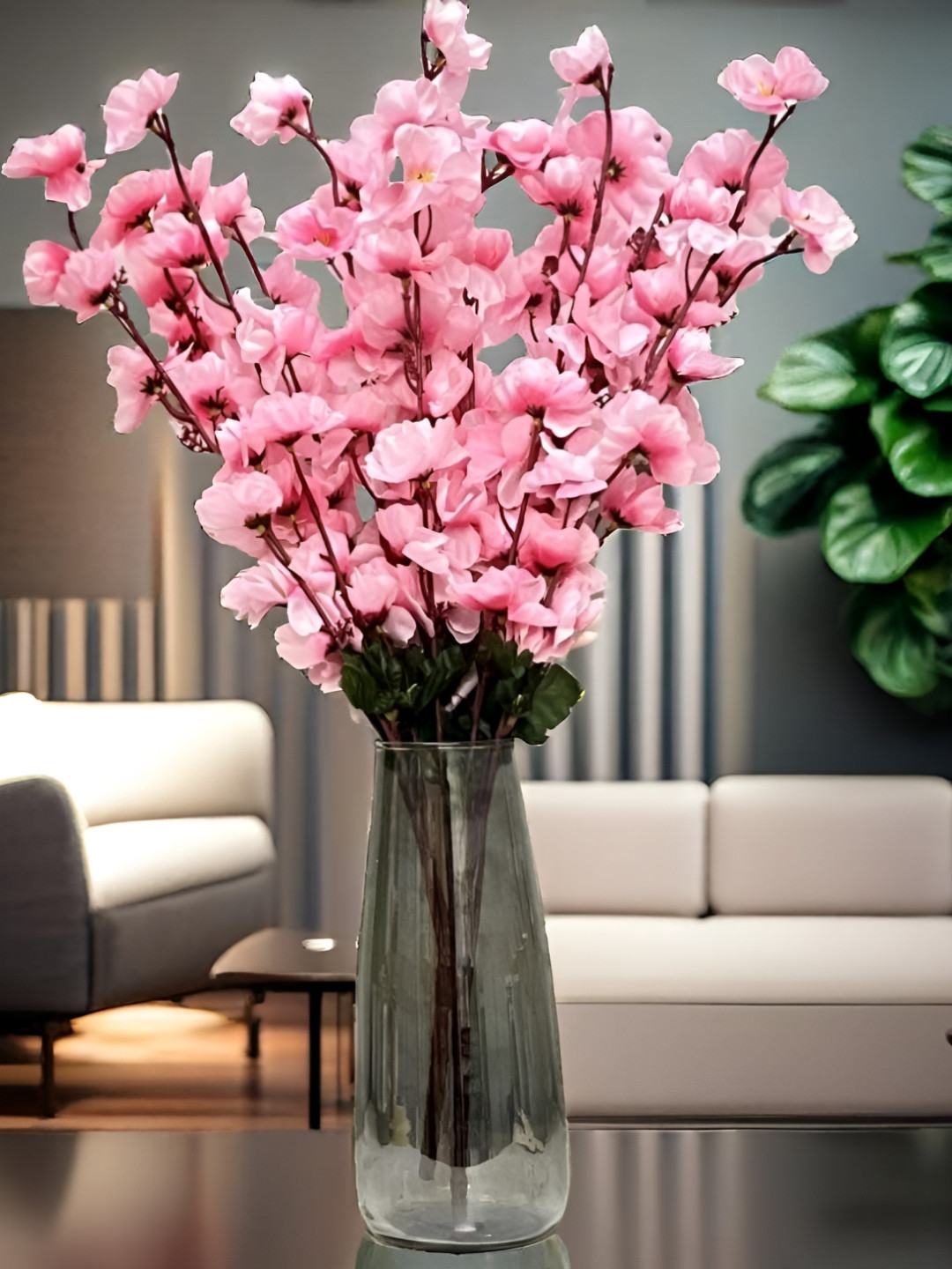 Akaar Pink & Green 3 Pieces Blossom Artificial Flowers