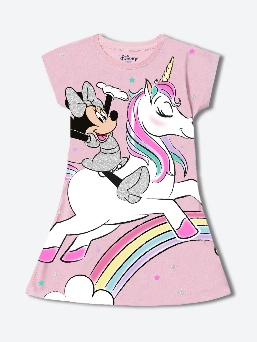 YK Disney Print Fit & Flare  Cap Sleeves Dress  for Girls