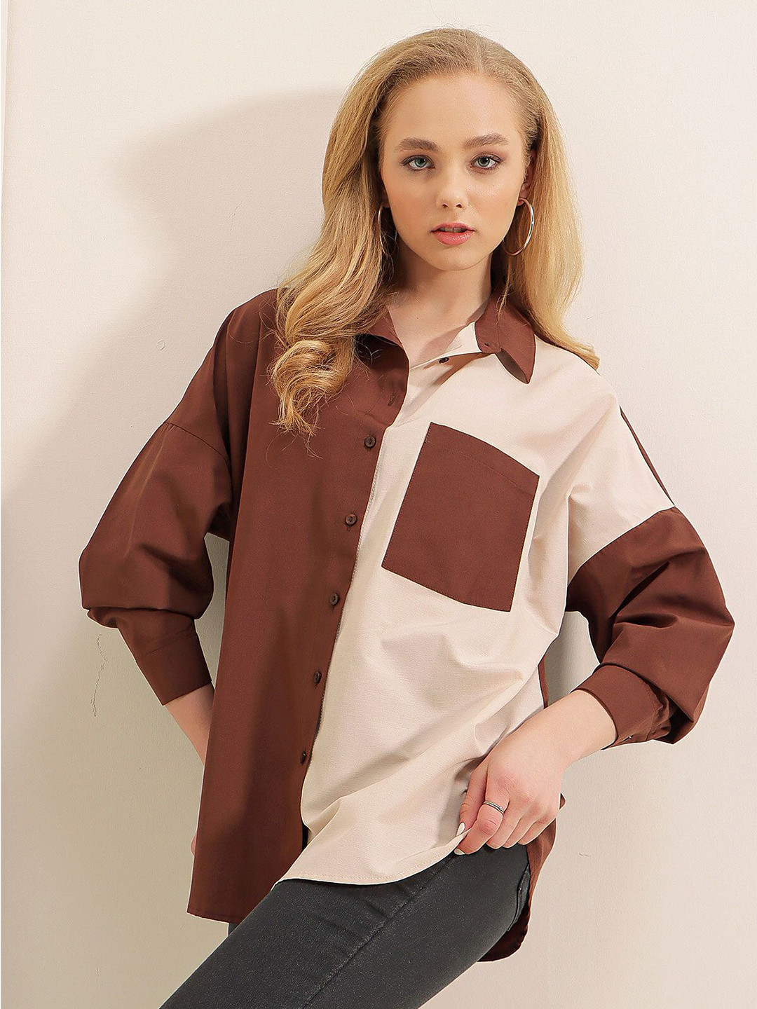 BIGDART Women Spread Collar Solid Casual Shirt