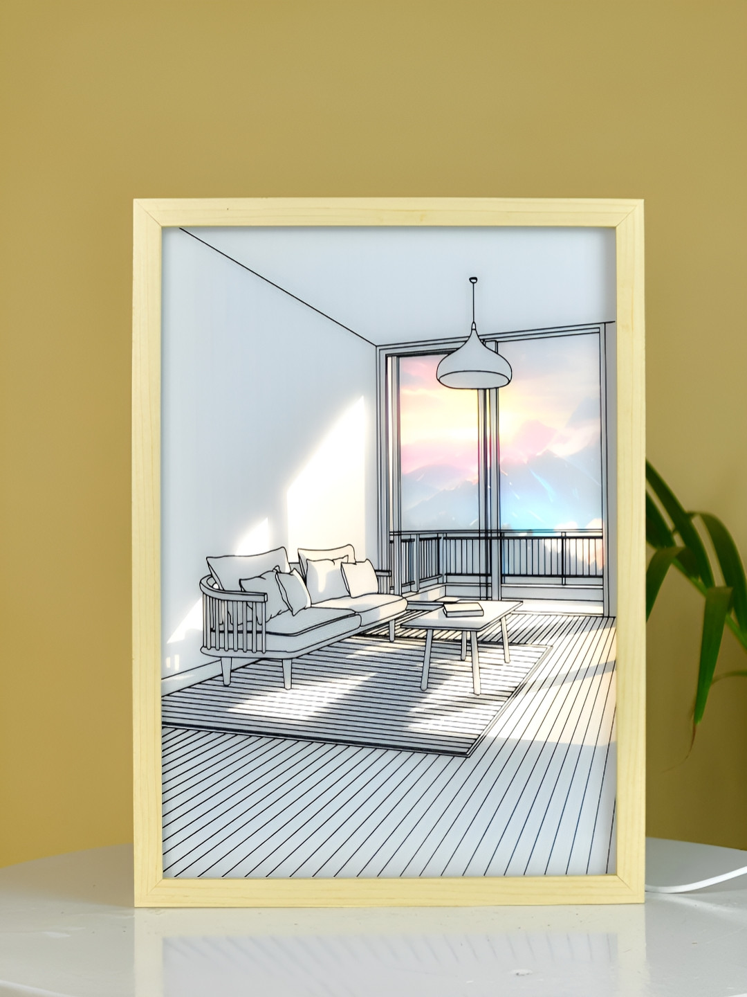 SOWPEACE Cream Coloured LED Landscape Photo Frames