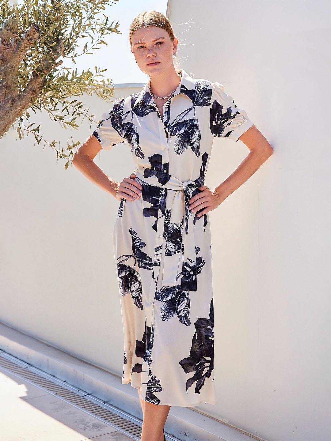 BIGDART Women's Floral Print Shirt Midi Dress