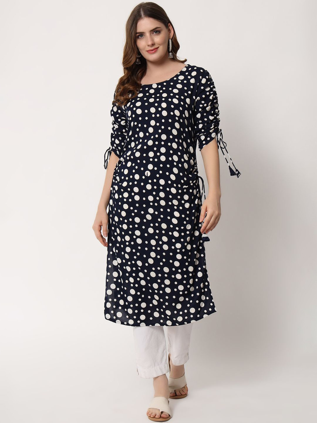 Jaipurite Polka Dot Printed Straight Kurta