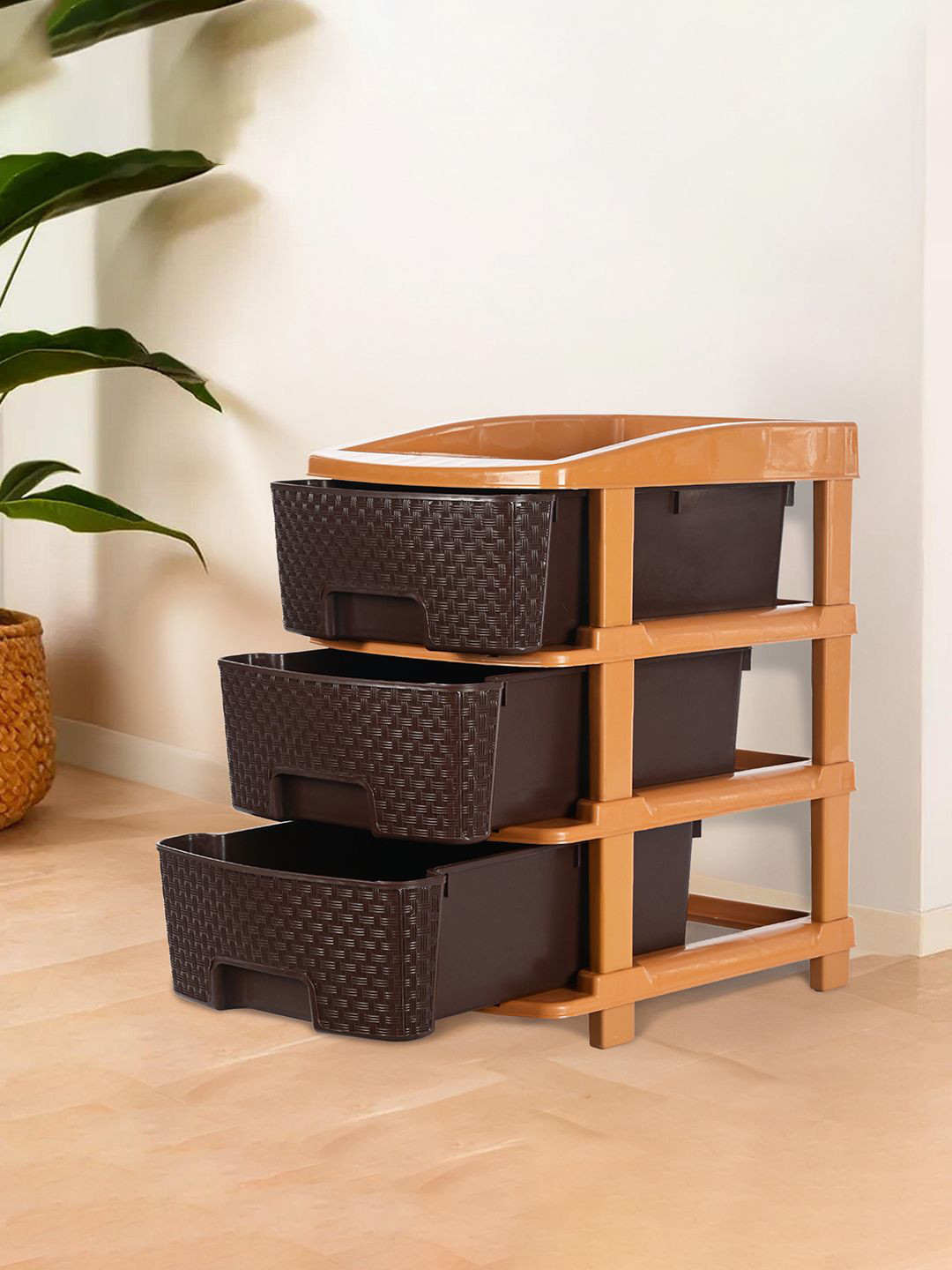 Kuber Industries Brown 3-Layer Multi-Utility Organiser