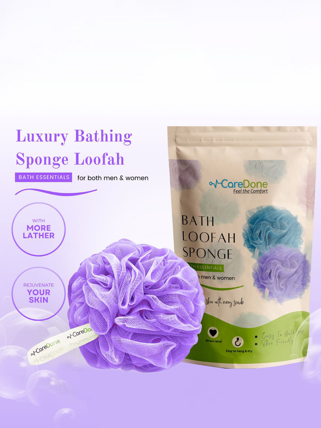CareDone Soft & Large Round Bath Loofah