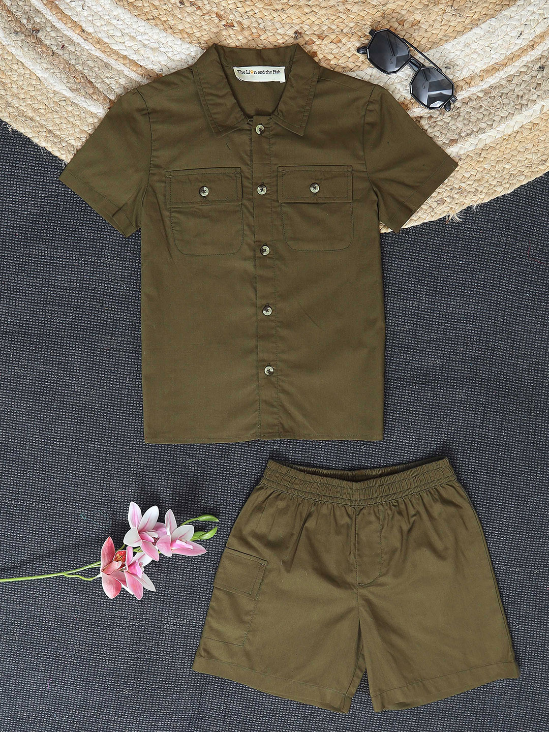 The Lion and The Fish Boys Double Pocket Pure Cotton Shirt & Short Co-Ord Set