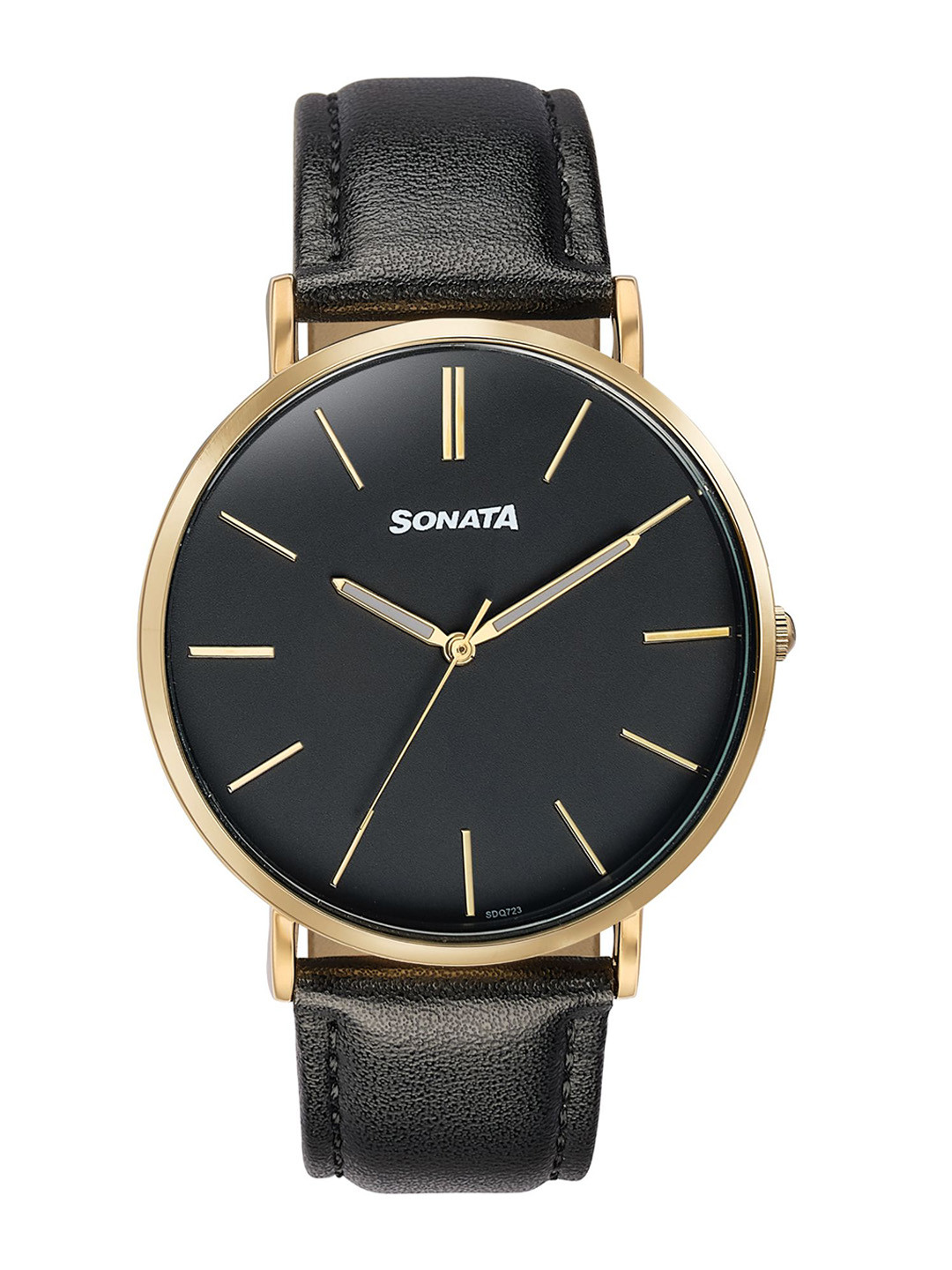 Sonata Quartz Analog With Black Dial Watch For Men - Nt77143yl02