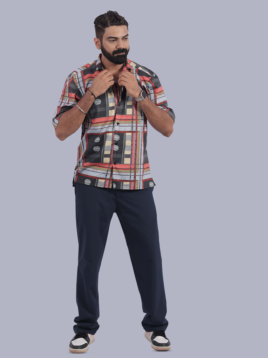 STITCH MONKEY Men Comfort Cuban Collar Abstract Printed Oversized Casual Shirt