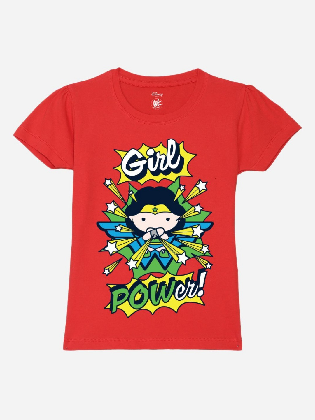 YK Justice League Girls Graphic Printed Round Neck Pure Cotton T-Shirt