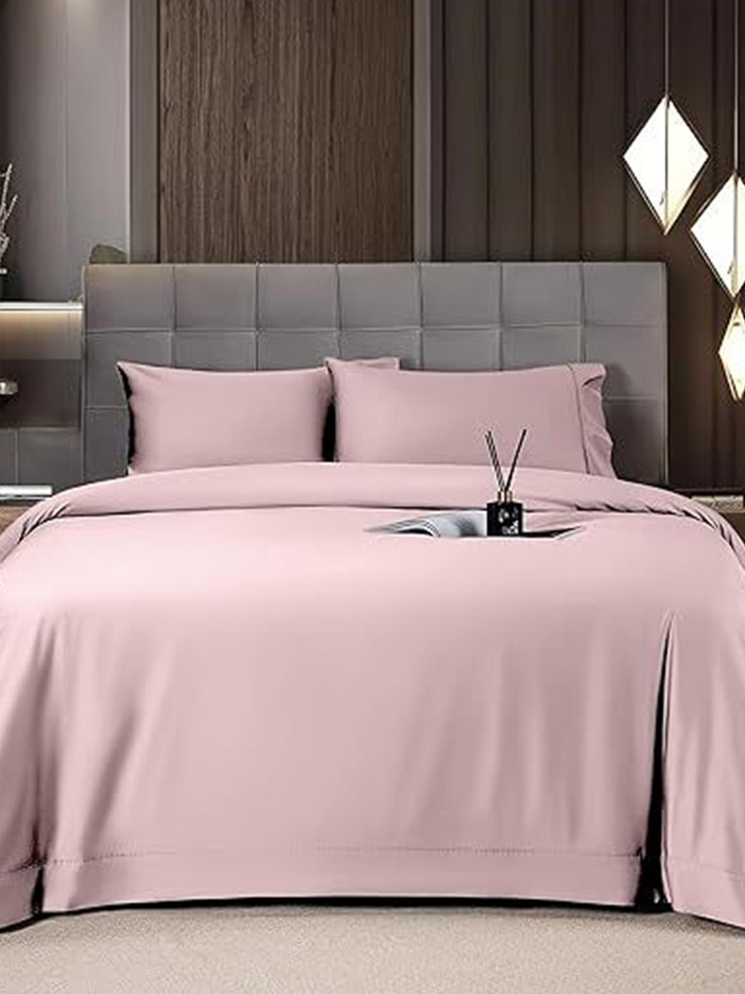 MUSH Premium Mauve Solid Bamboo Skin-Friendly 400 TC King Superfine Bedsheet with 2 Pillow Covers-274 x 274 cm