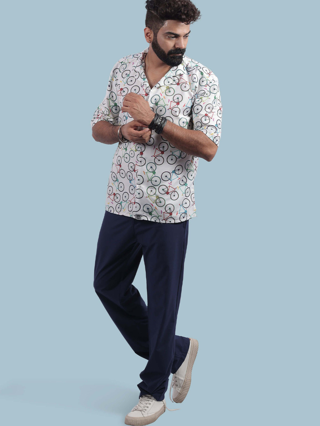 STITCH MONKEY Men Comfort Cuban Collar Abstract Printed Casual Shirt