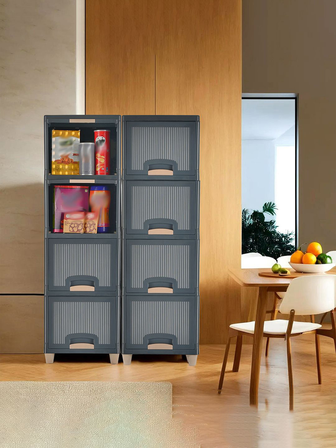 Kuber Industries Set of 2 Grey & Beige 8 Unit Multi-Utility Organisers