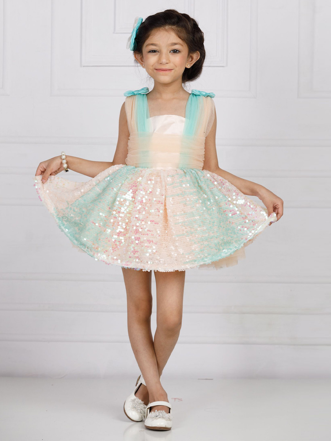 The Lush Affair Girls Net Fit & Flare Party Dress