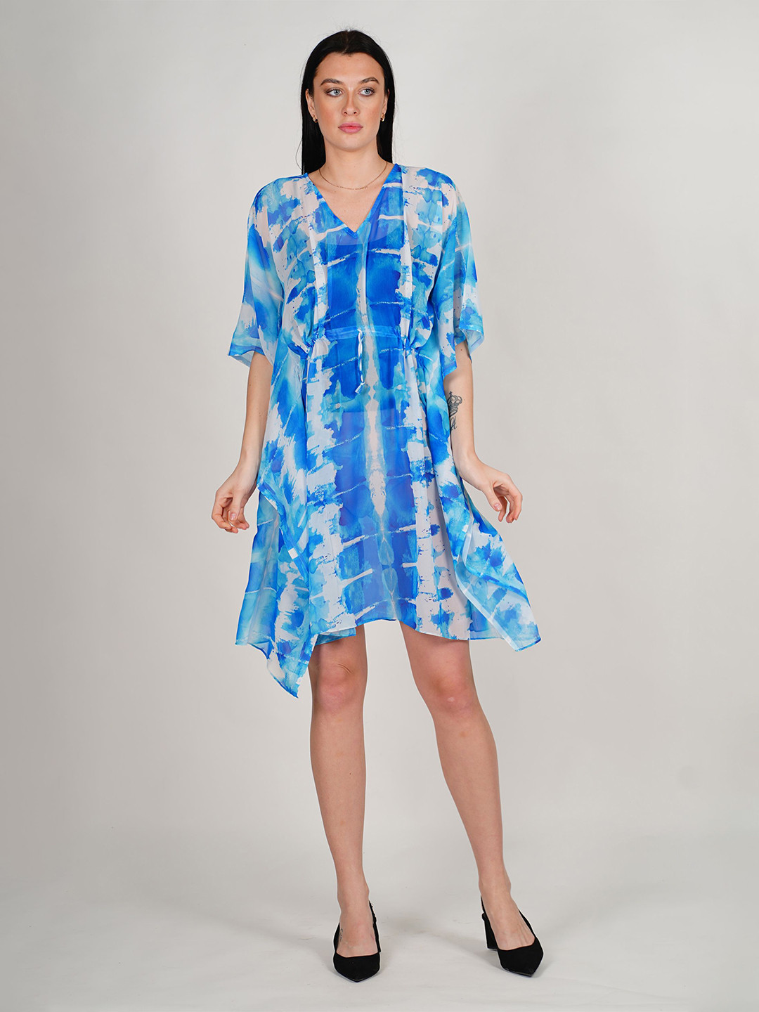 ravi rajoria Print Kimono Sleeve Crepe Kaftan Maxi Dress