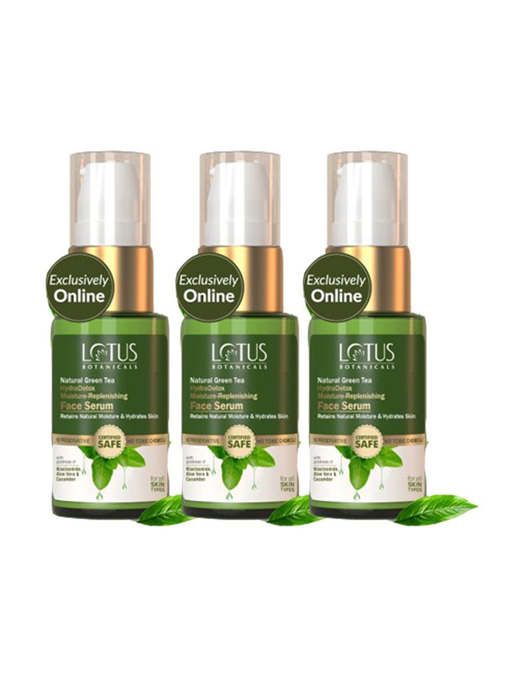 Lotus Botanicals Set Of 3 Natural Green Tea HydraDetox Face Serum - 30 g Each