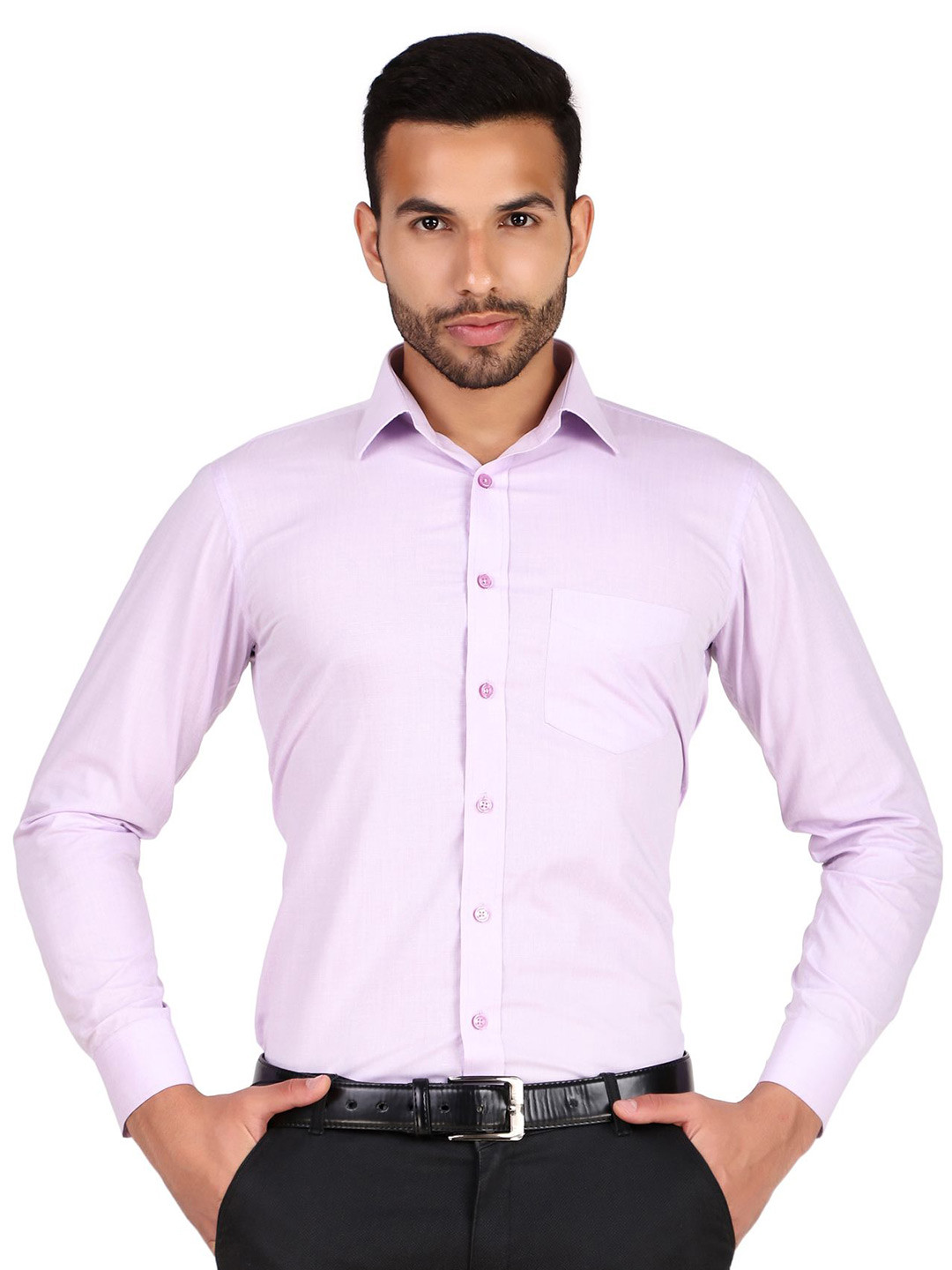 Men Violet Solid Wrinkle Resistant Slim Fit Formal Shirt
