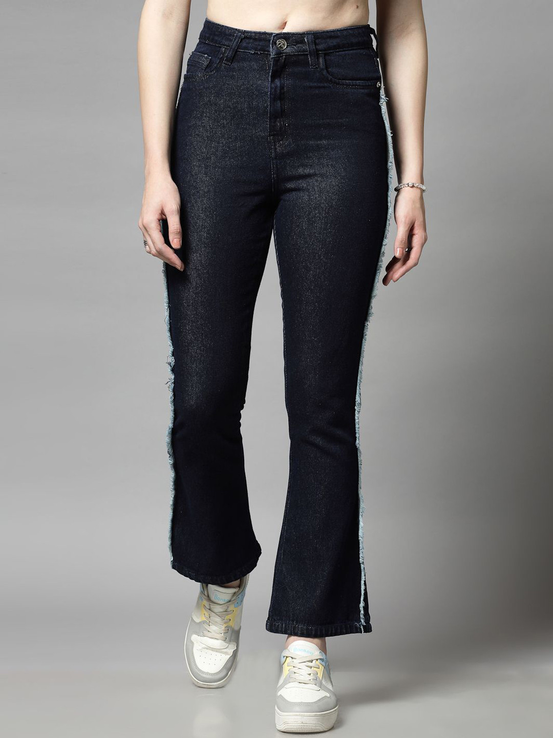 COSMIC TRIO Women Smart High-Rise with Side Stripe Bootcut Jeans