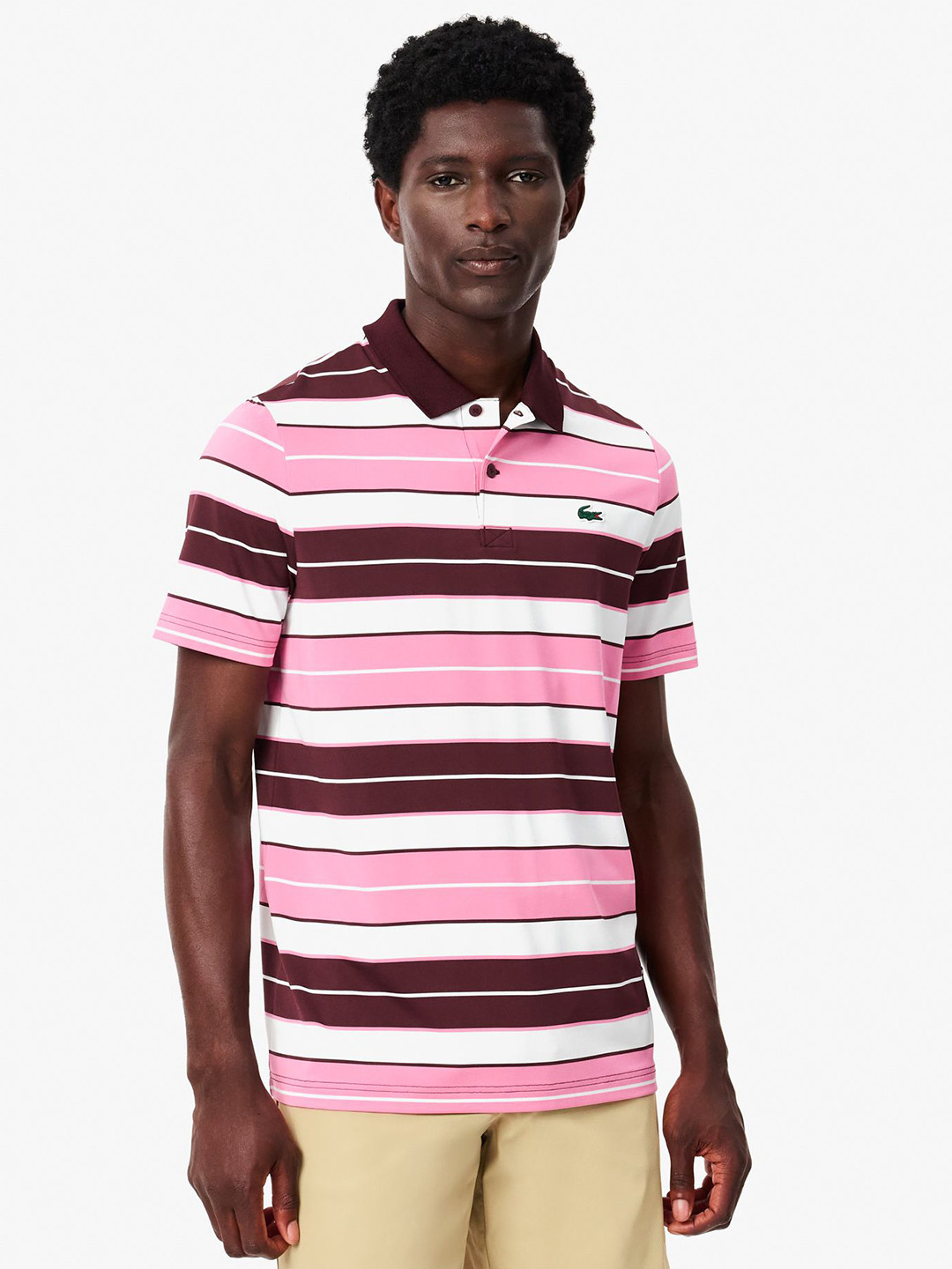 Lacoste Men Striped Polo Collar T-Shirt