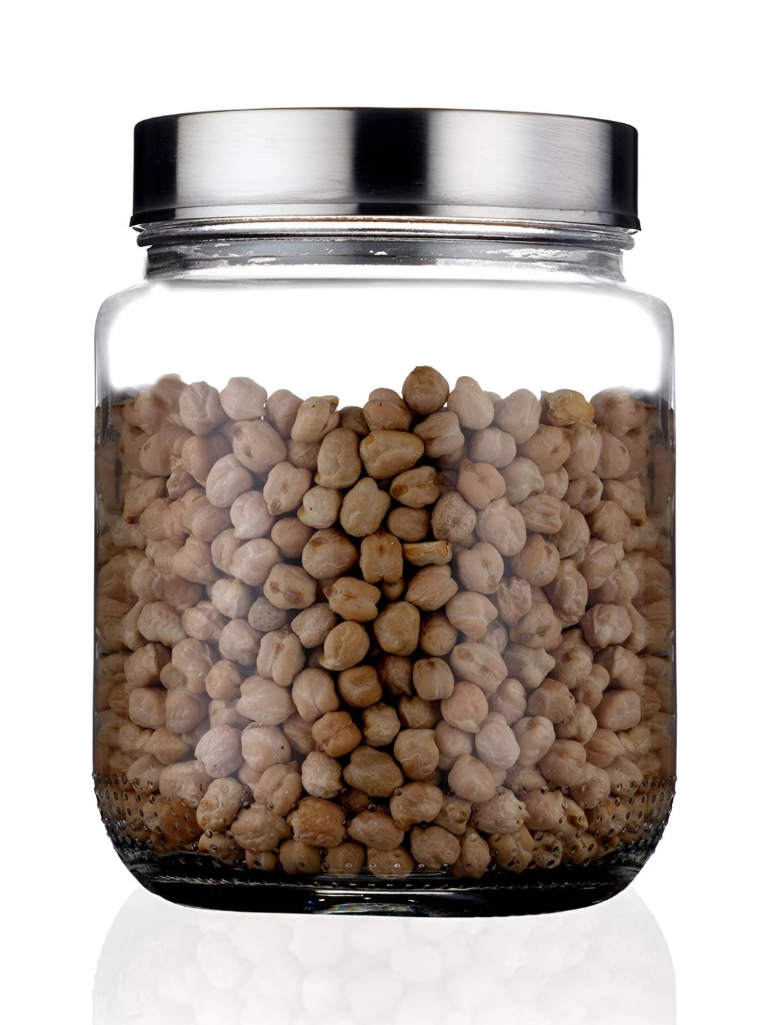 CROCO JAR Transparent and Steel Piramal Storage Glass Food Container 1L