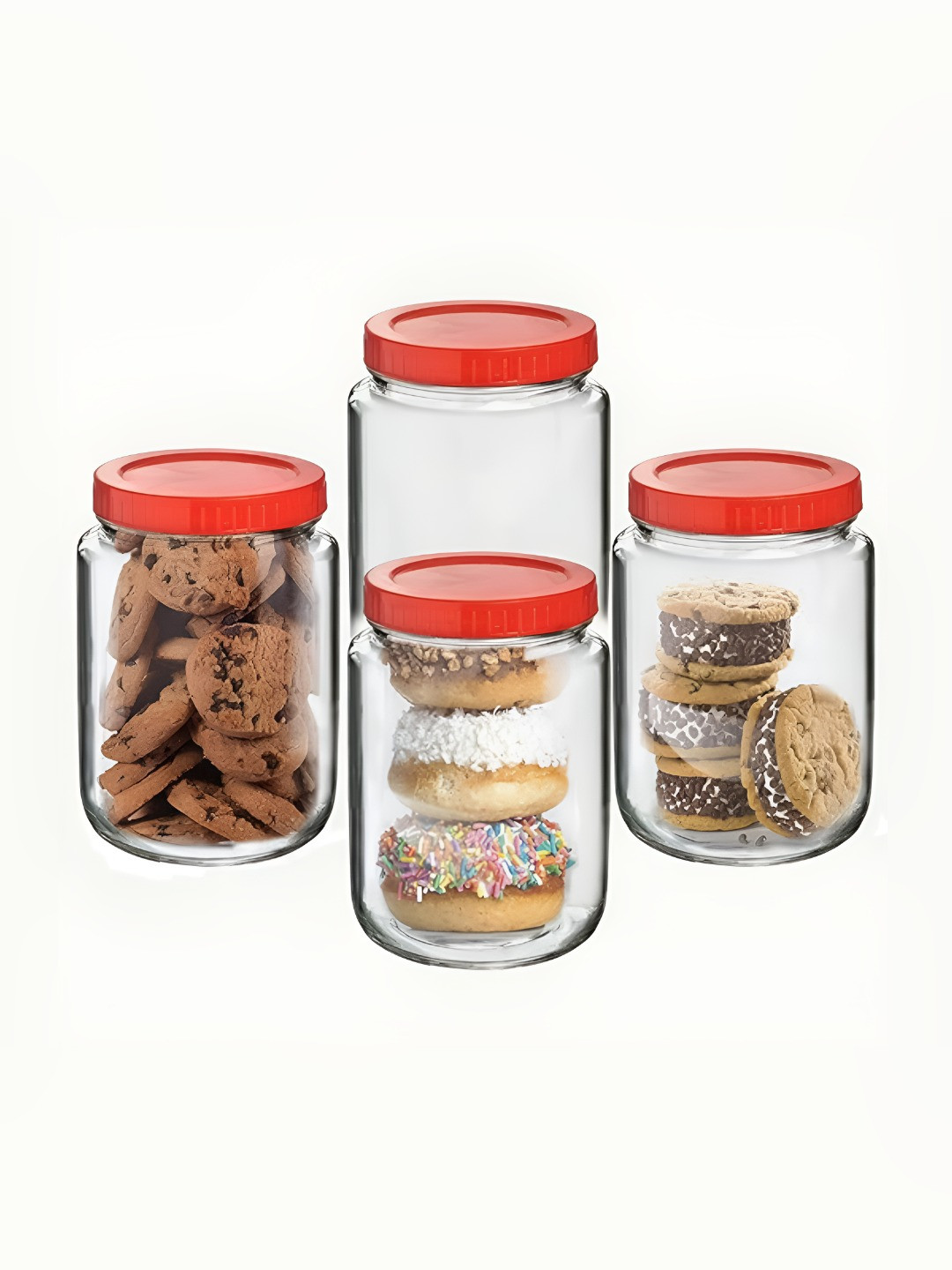 Croco Jar Piramal Transparent Glass Dishwasher Safe 4 Piece Screw Top Jar-1L