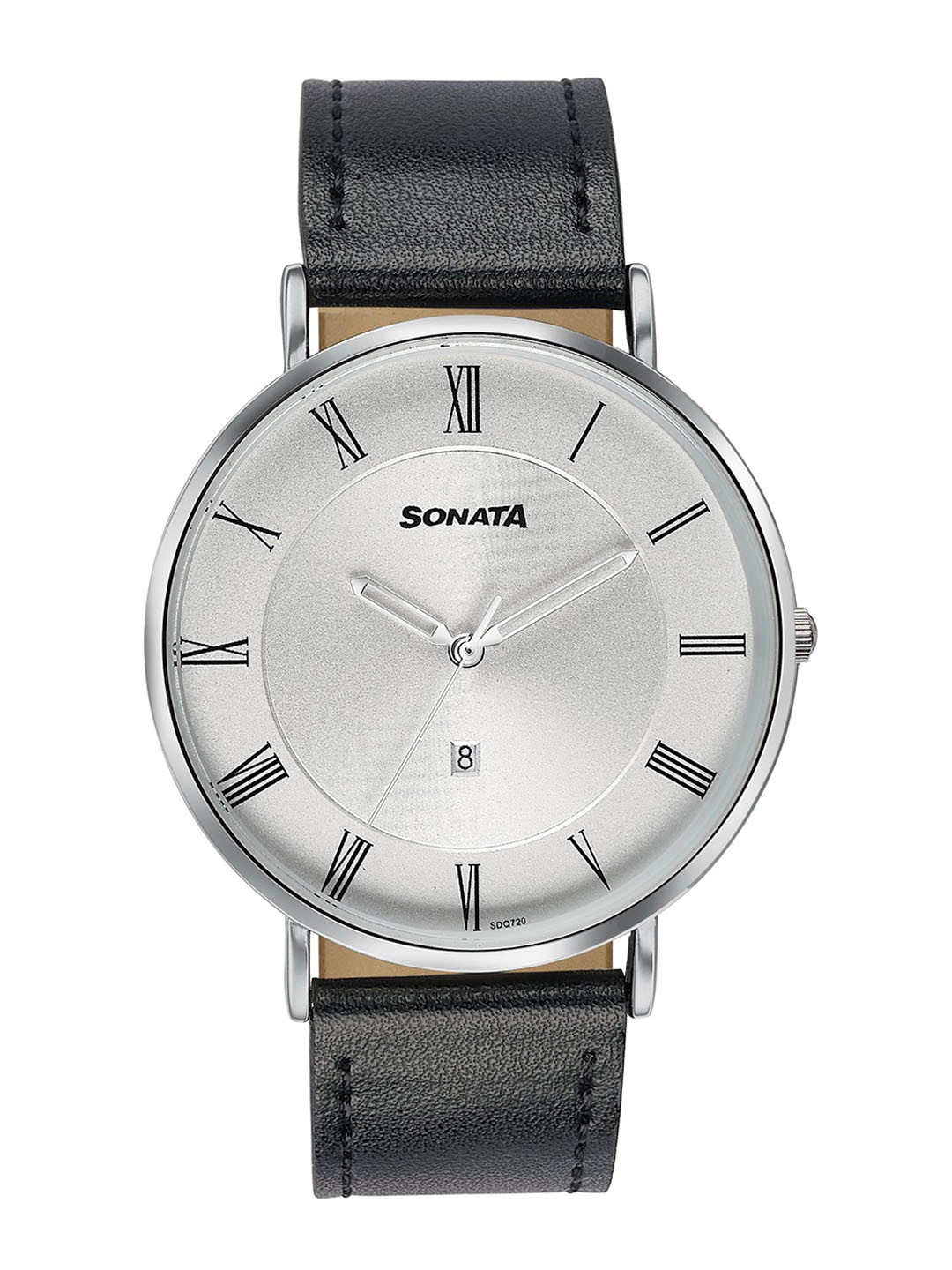 Sonata Men Dial & Leather Textured Straps Analogue Watch 77142SL01