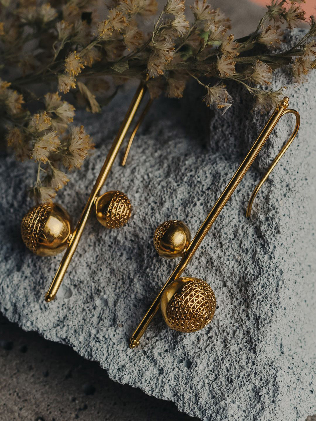The Slow Studio Gold-Plated Long Drop Earrings