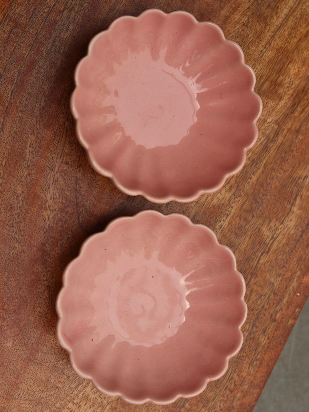 WEAVING HOMES Pink 2 Pieces Textured Ceramic Ice Cream Bowls