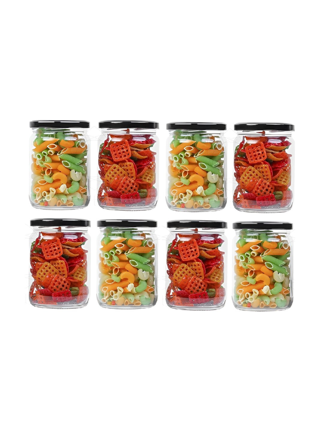 CROCO JAR Piramal 8 Pieces Transparent Storage Glass Containers 500 ml each