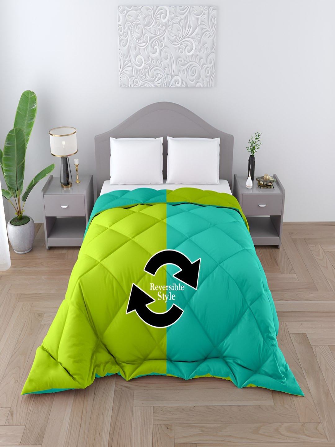 tundwal's Green Geometric Heavy Winter Ultra Soft Double Bed Comforter