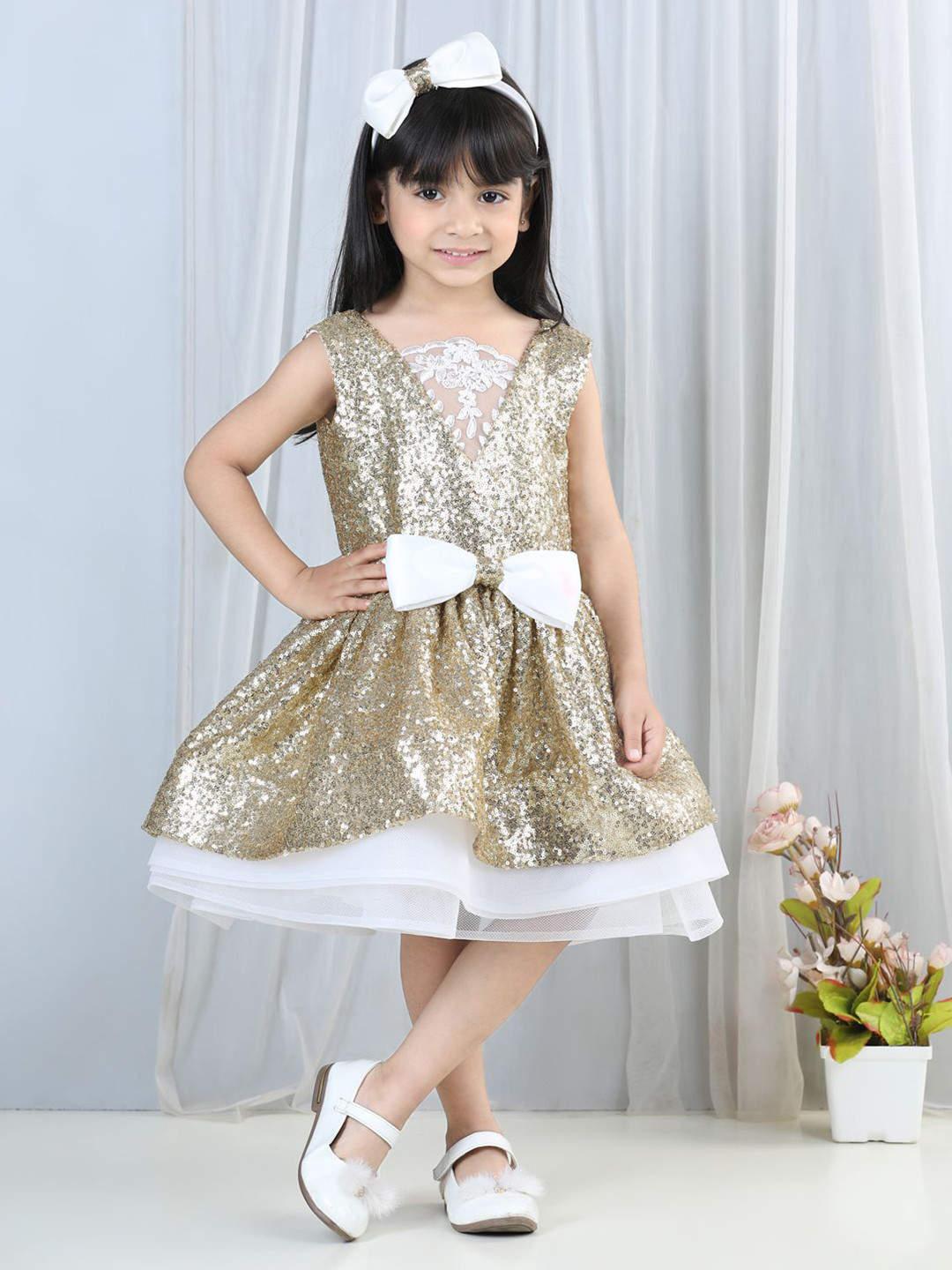 The Lush Affair Embellished Net Fit & Flare Midi Dress