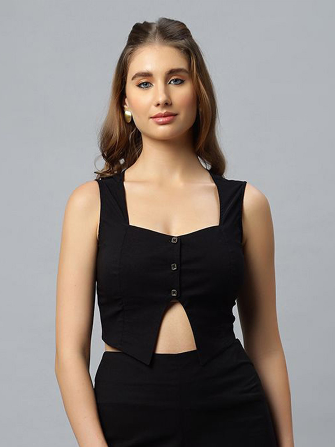 PEACH & PANDA Crepe Crop Top