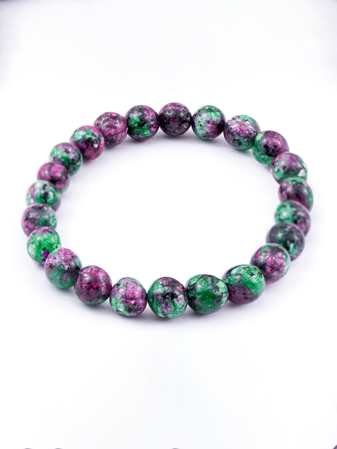 SWASHAA Men Ruby Joisite Agate Elasticated Bracelet
